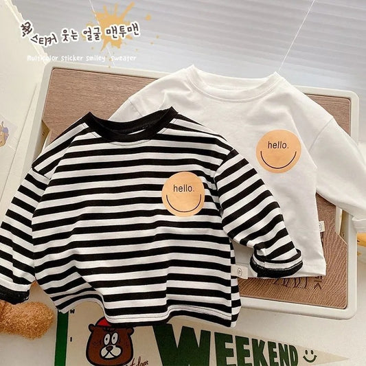 T-shirt manches longues en polaire à imprimé lettres pour enfant