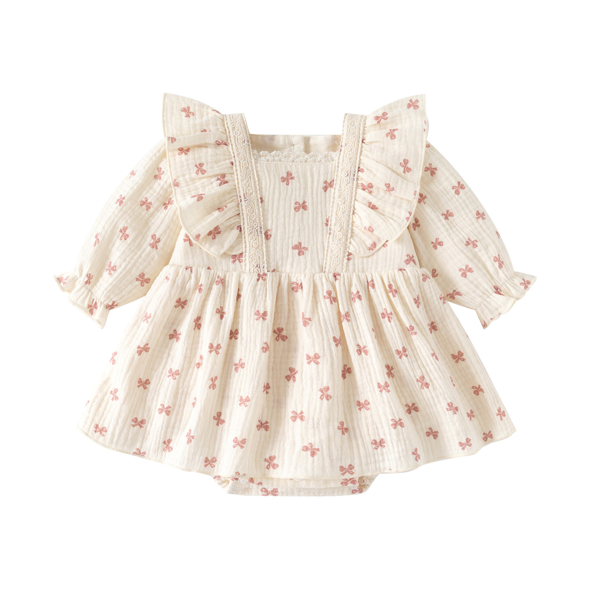 Robe-body rose à manches longues pour bébé fille