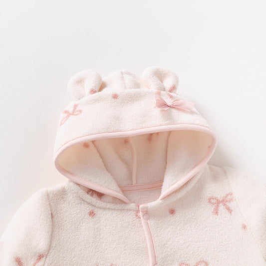 Combinaison épaisse à capuche en polaire pour bébé fille