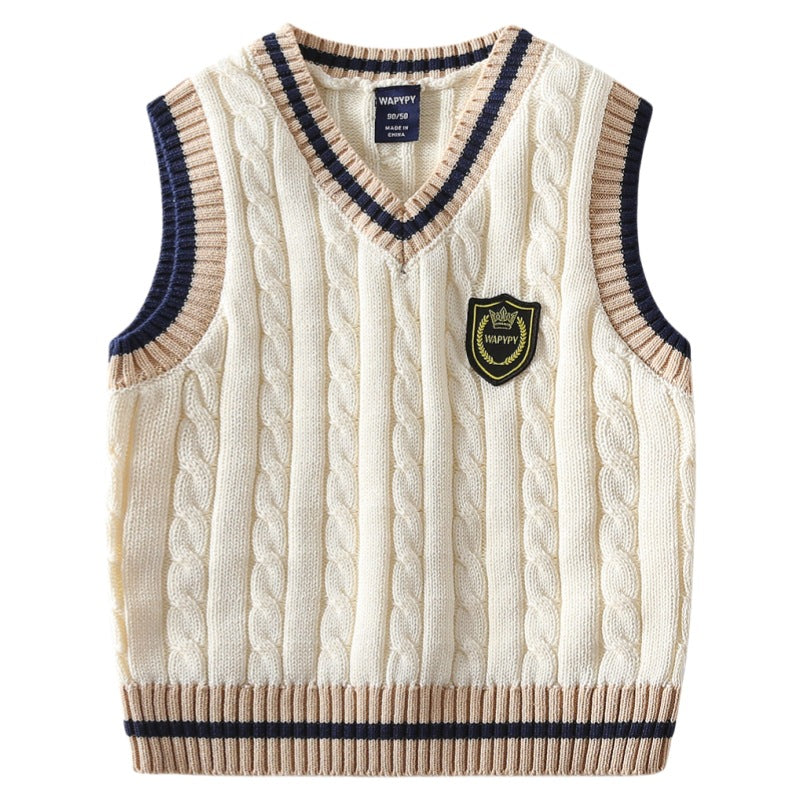 Pull sans manches en maille de coton pour garçon