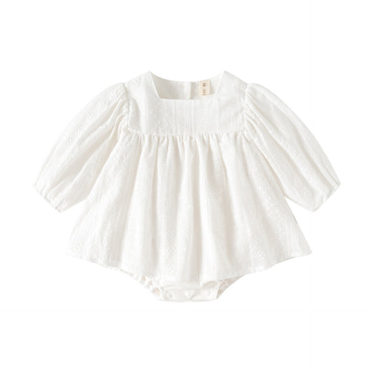 Robe-body en coton à manches longues pour bébé fille