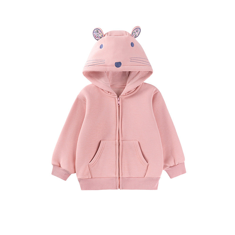 Sweat à capuche rose doublé en polaire pour enfant