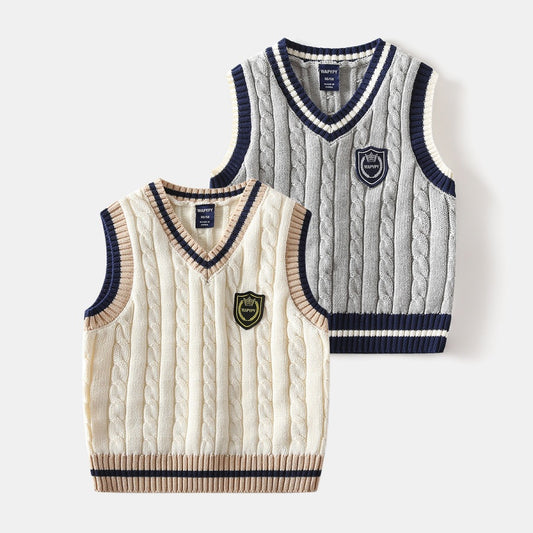 Pull sans manches en maille de coton pour garçon