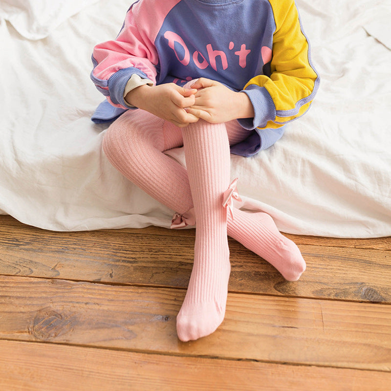 Collants en coton avec nœuds pour bébé et petite fille