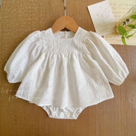 Robe-body en coton à manches longues pour bébé fille