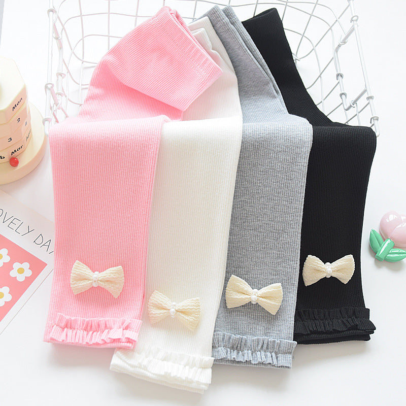 Pantalon en coton à taille élastiquée pour fille