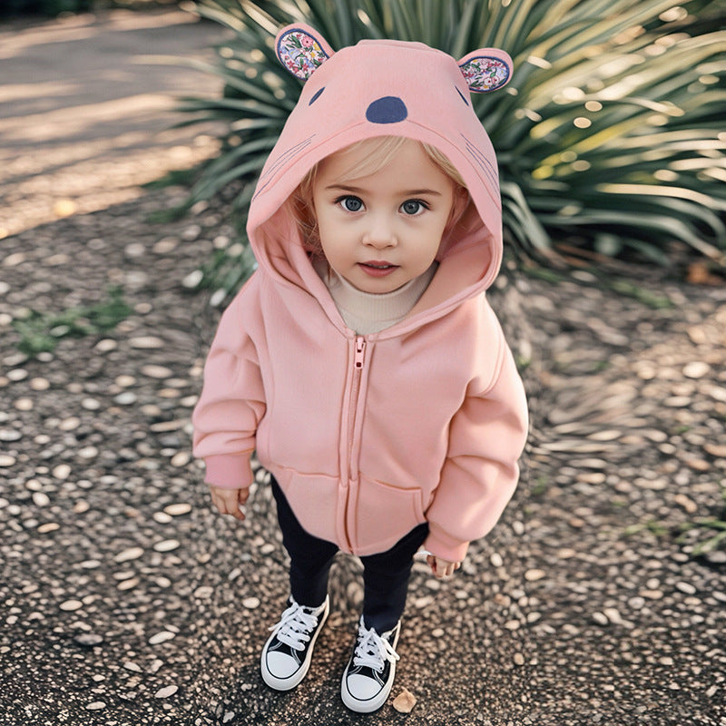 Sweat à capuche rose doublé en polaire pour enfant