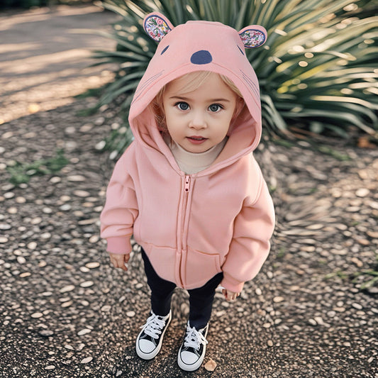 Sweat à capuche rose doublé en polaire pour enfant