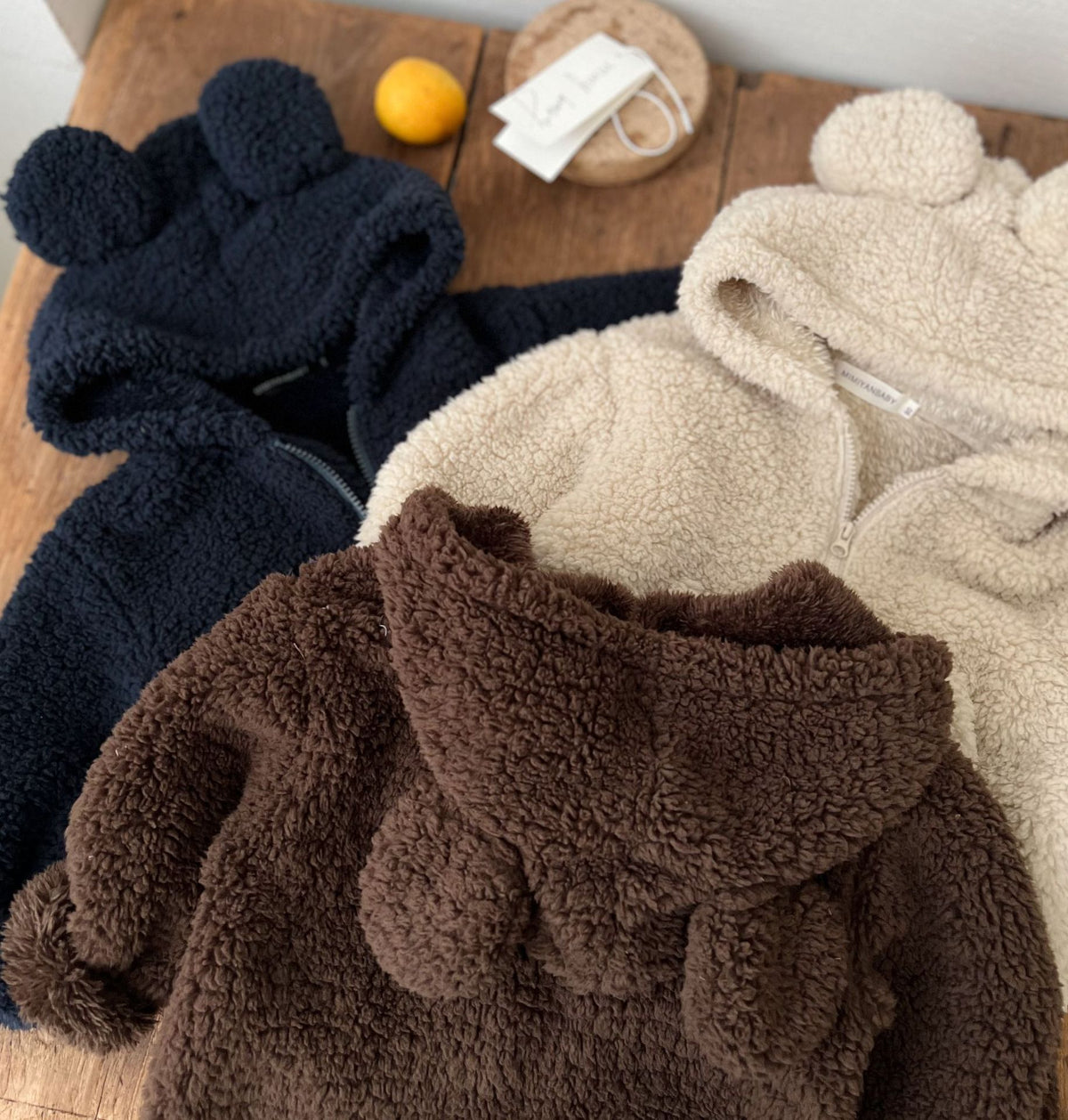 Veste bébé en coton à oreilles et fermeture zippée