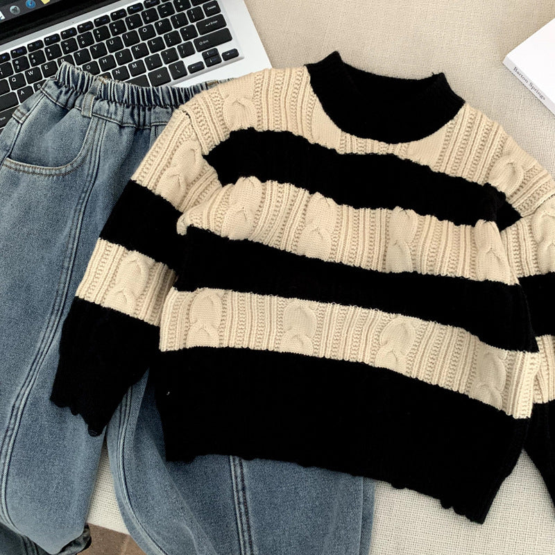 Pull en maille rayé
