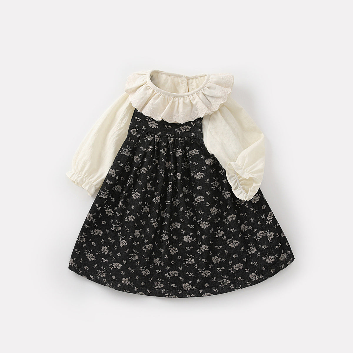 Ensemble robe fleurie et blouse pour bébé fille