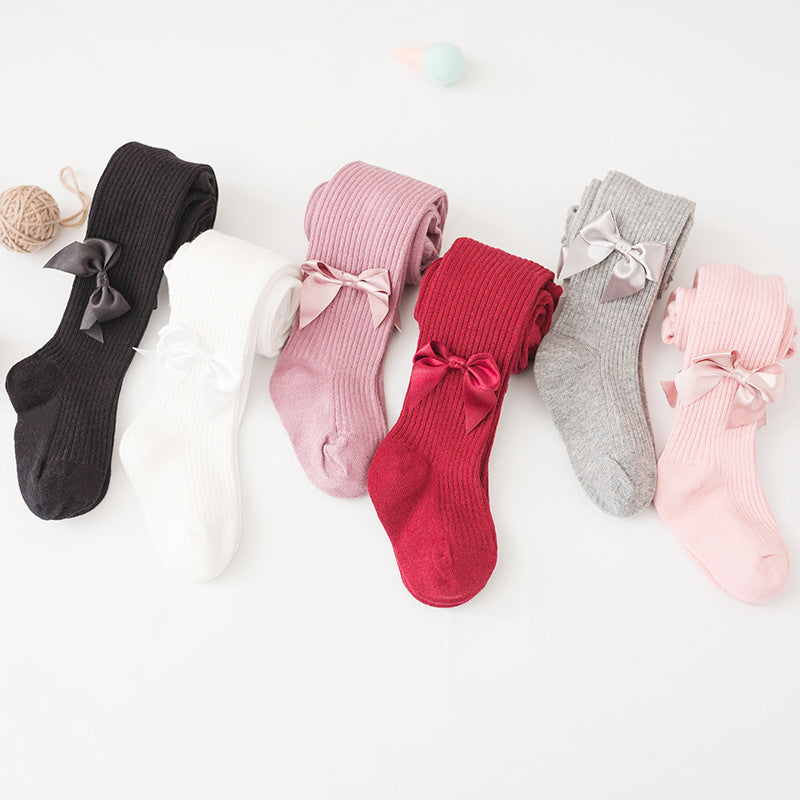 Collants en coton avec nœuds pour bébé et petite fille
