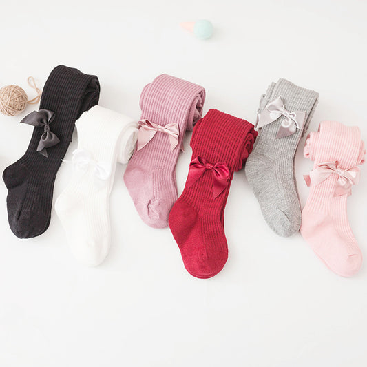 Collants en coton avec nœuds pour bébé et petite fille