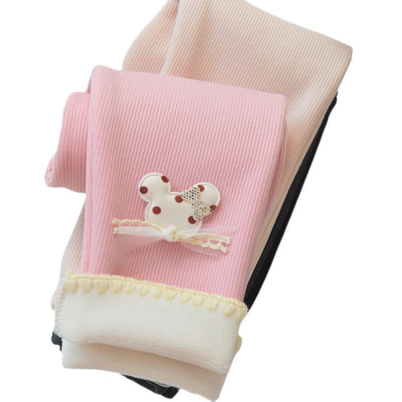 Legging fille épais et doublé en coton