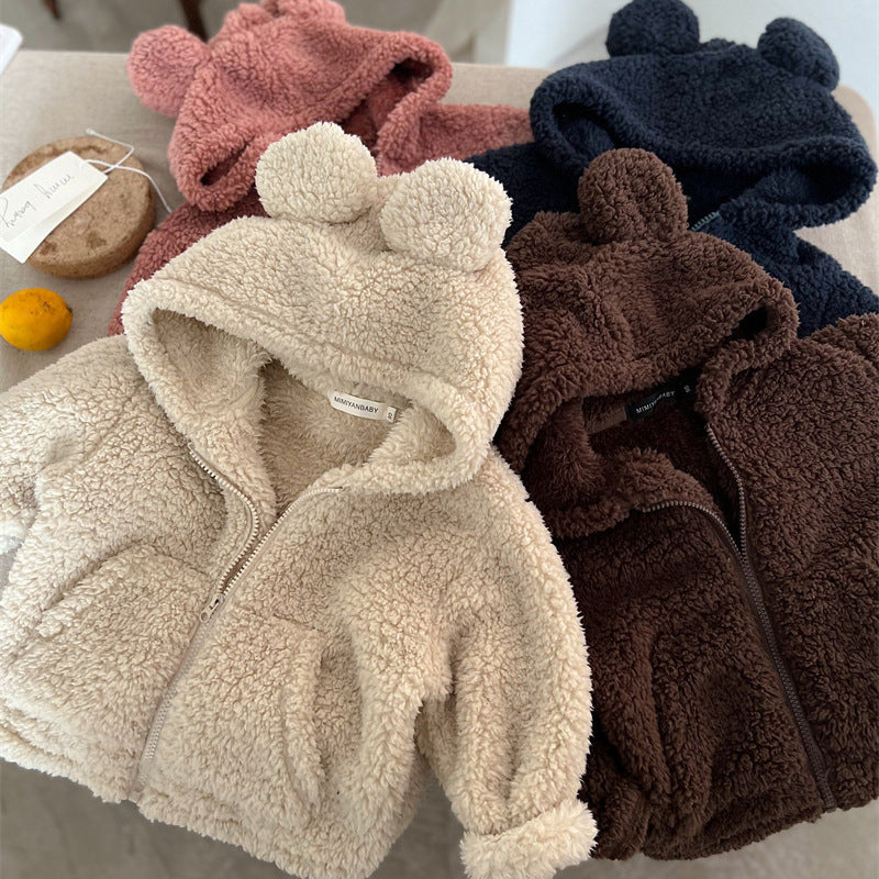 Veste bébé en coton à oreilles et fermeture zippée