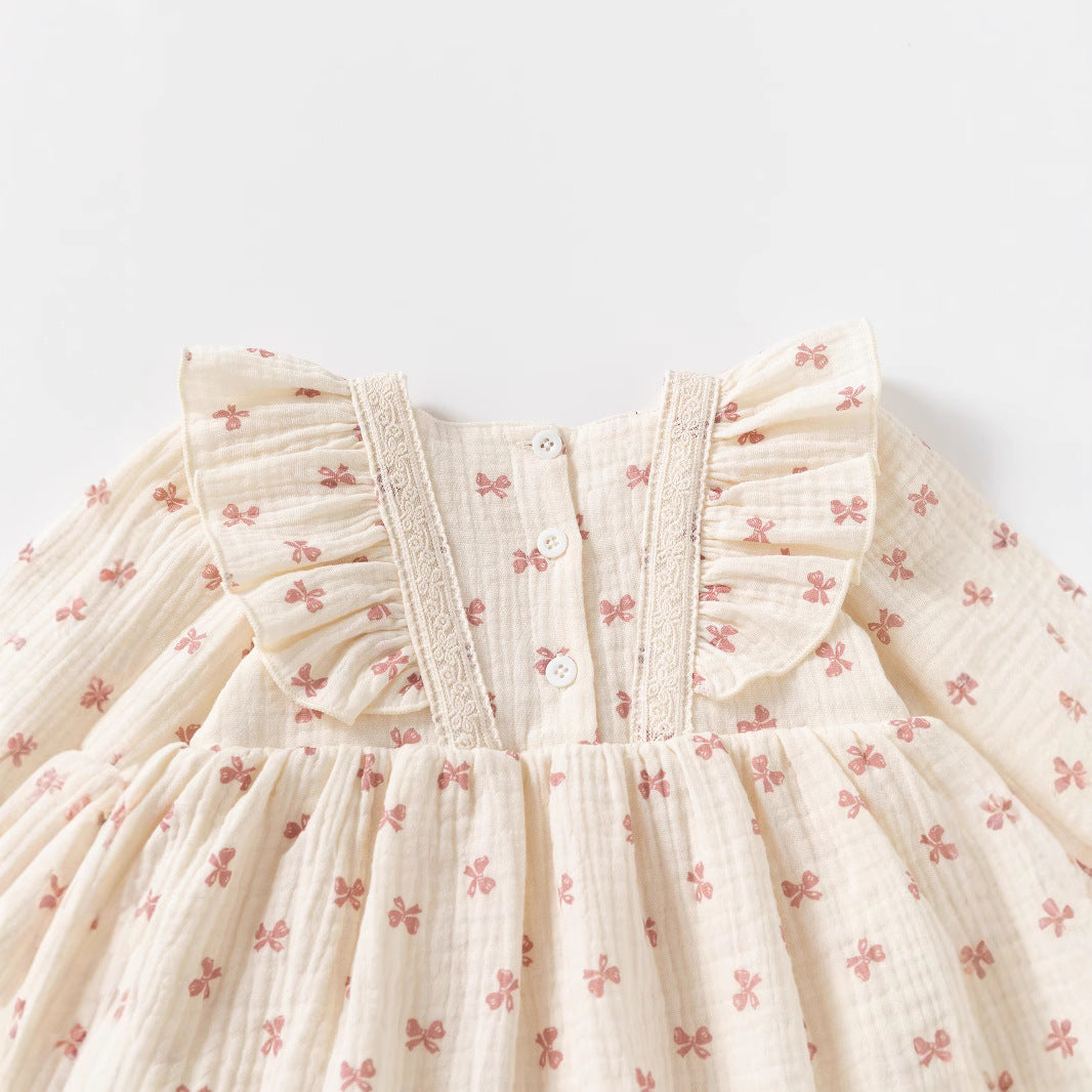 Robe-body rose à manches longues pour bébé fille