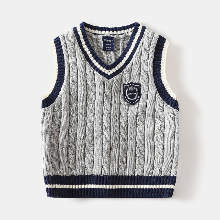 Pull sans manches en maille de coton pour garçon