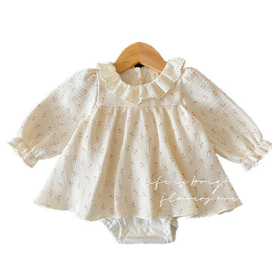 Robe-body fleurie en coton pour bébé fille