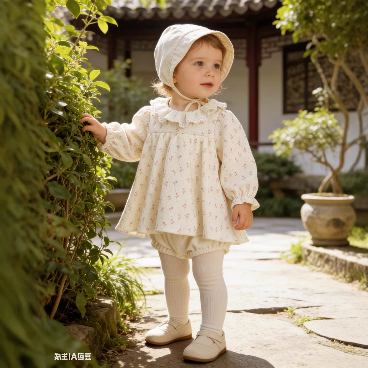 Robe-body fleurie en coton pour bébé fille