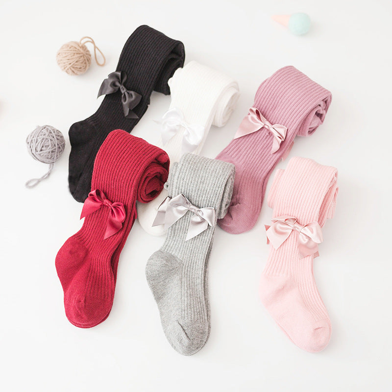 Collants en coton avec nœuds pour bébé et petite fille