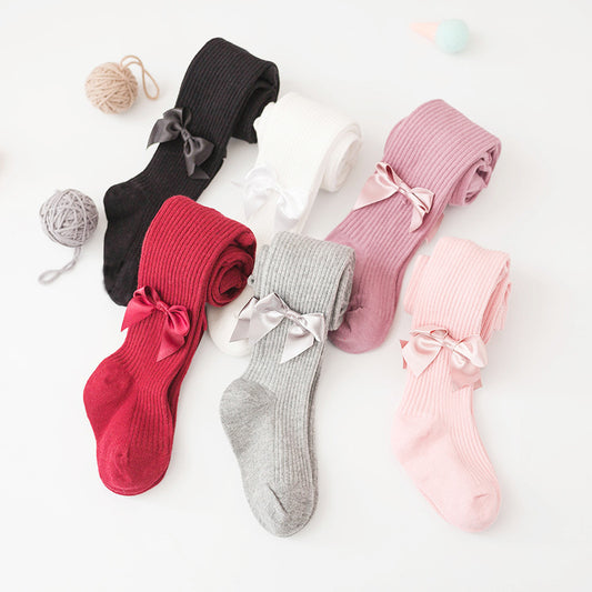 Collants en coton avec nœuds pour bébé et petite fille
