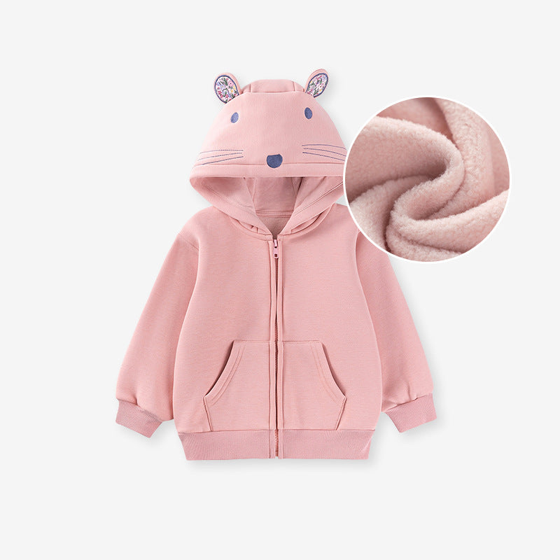 Sweat à capuche rose doublé en polaire pour enfant