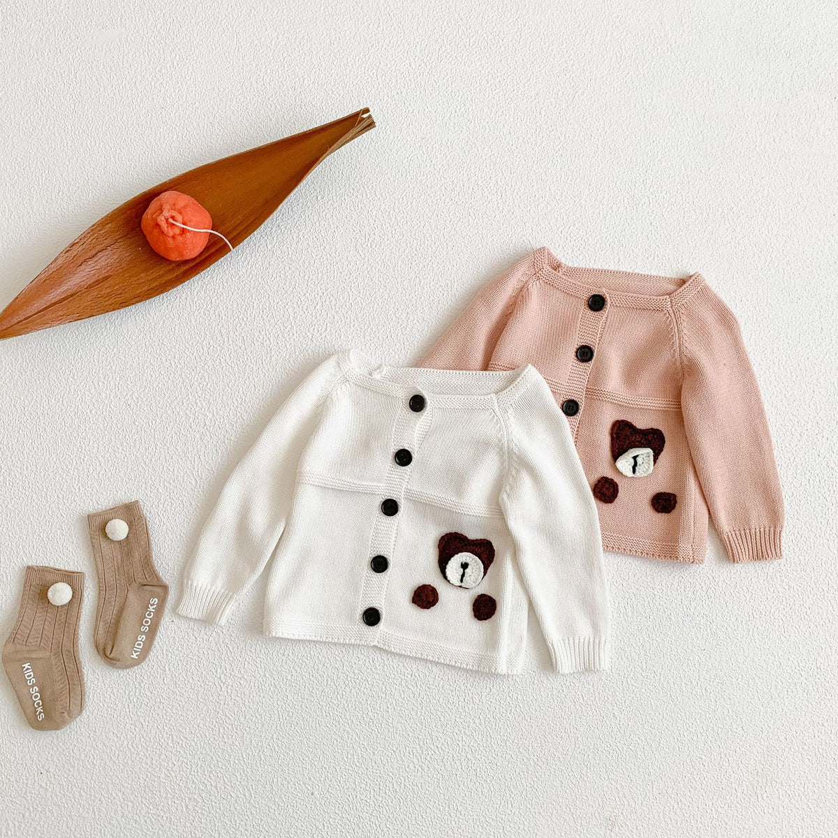 Gilet en maille de coton motif ours pour bébé