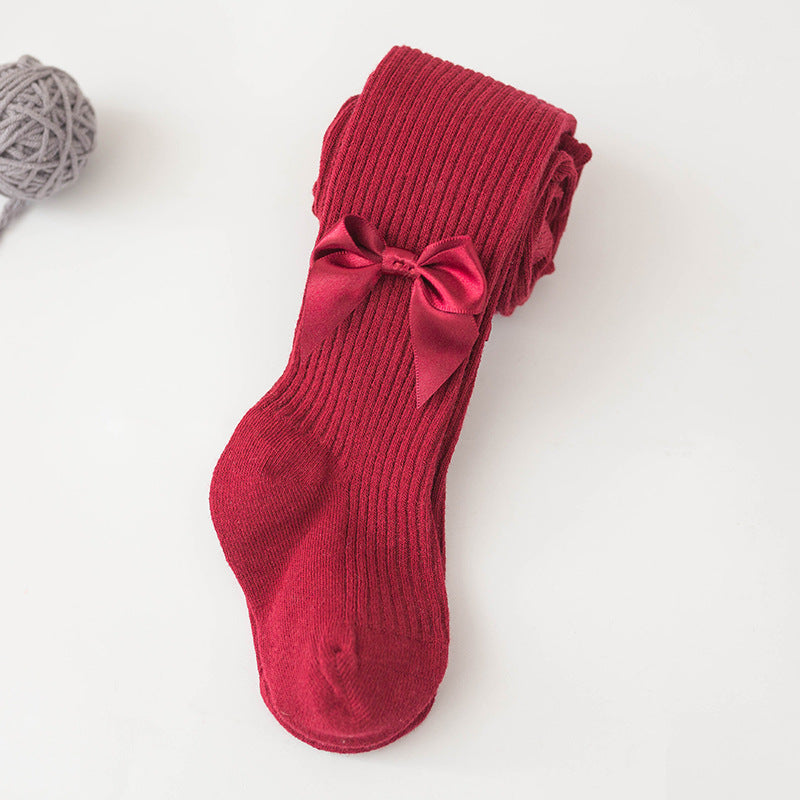 Collants en coton avec nœuds pour bébé et petite fille