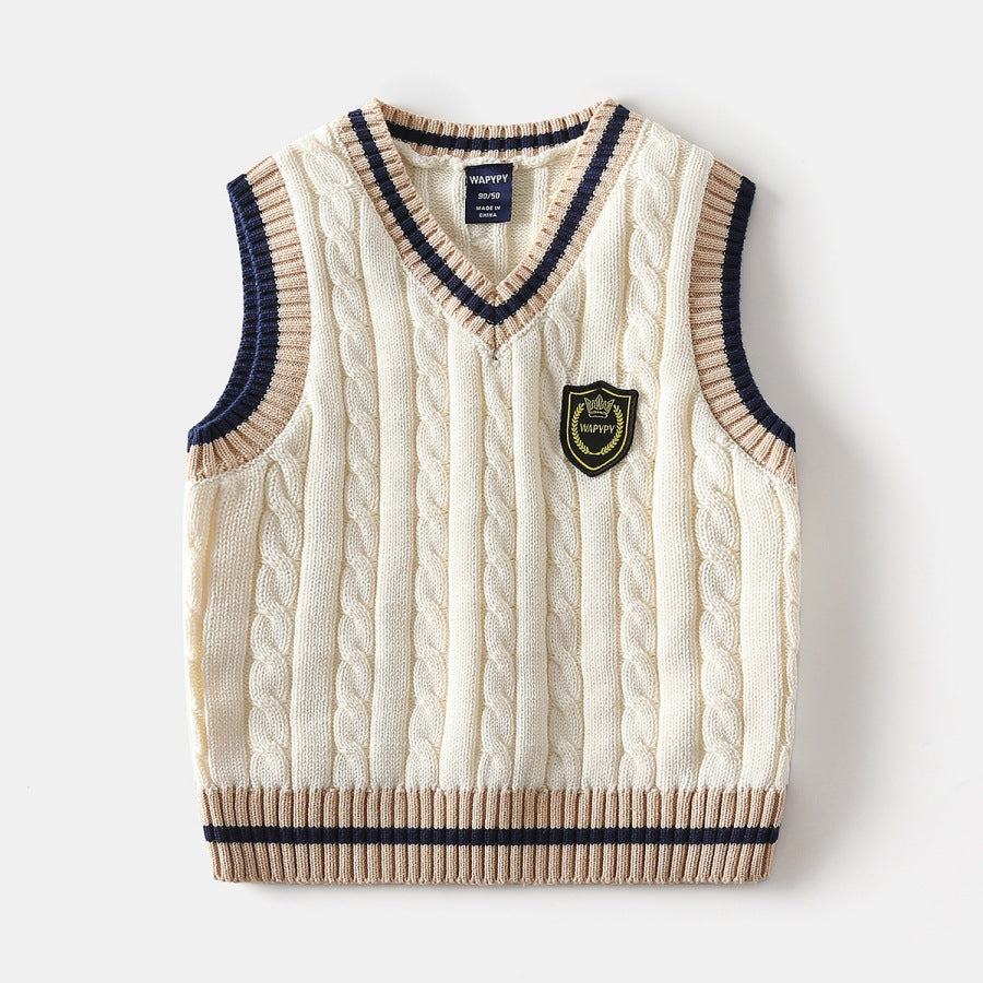 Pull sans manches en maille de coton pour garçon