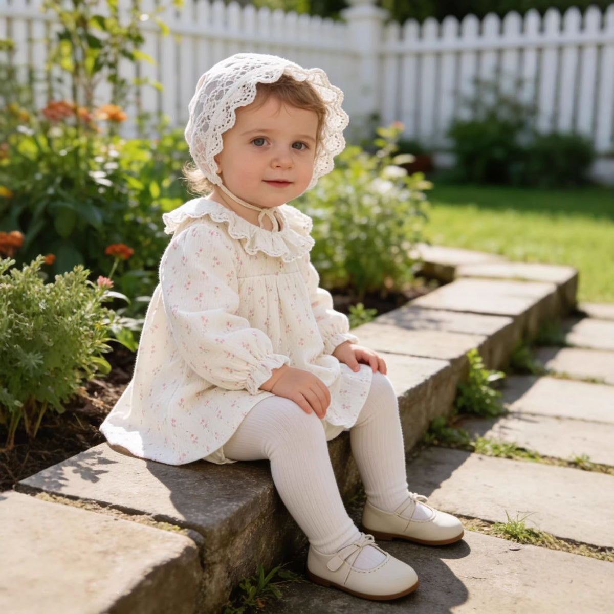 Robe-body fleurie en coton pour bébé fille