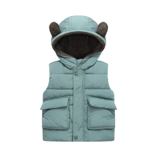 Doudoune épaisse sans manches à capuche pour enfant