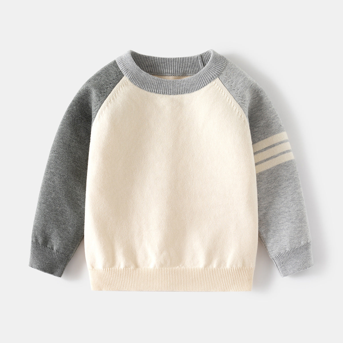 Pull en maille de coton à manches contrastées pour garçon