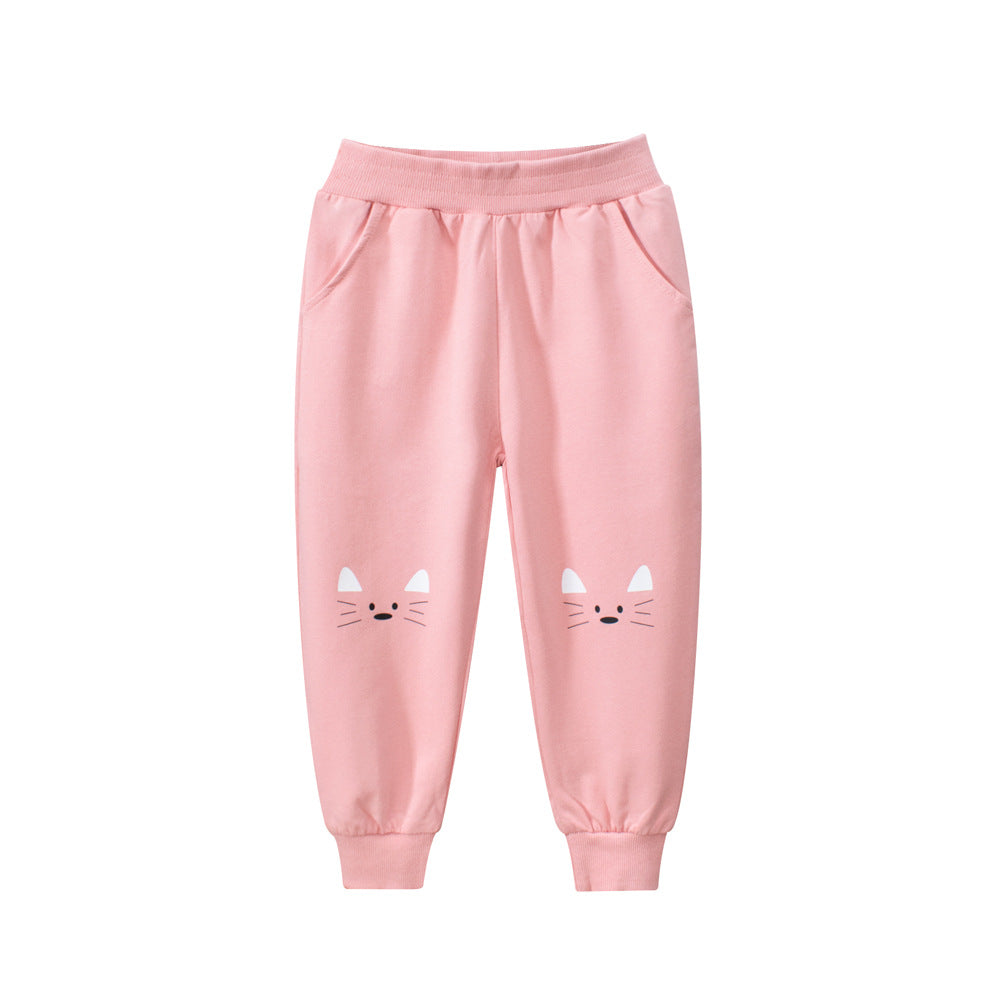 Pantalon de sport rose en coton pour fille