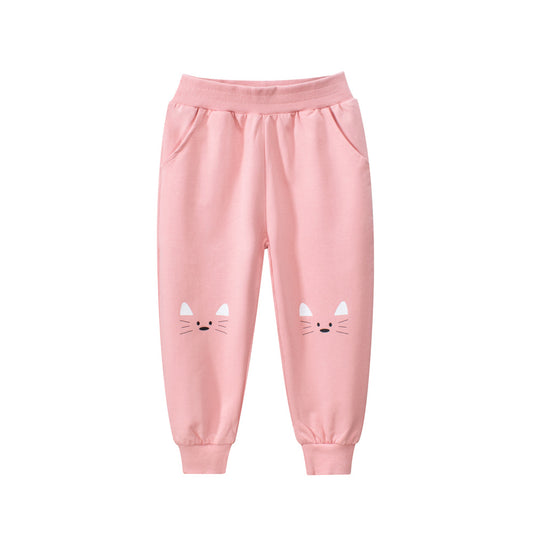 Pantalon de sport rose en coton pour fille