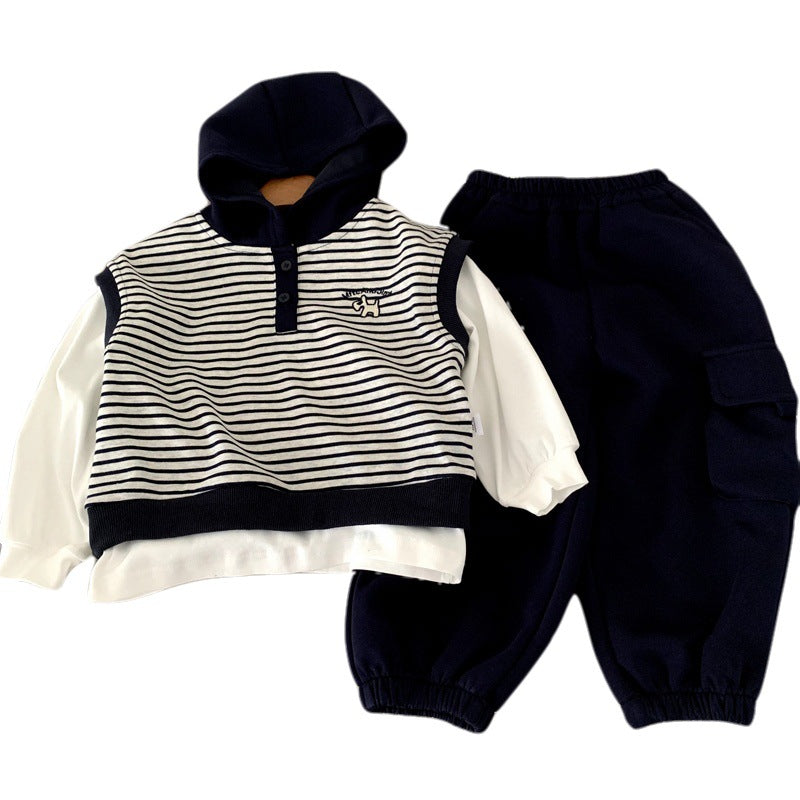 Ensemble trois pièces avec pull sans manches en maille pour enfant