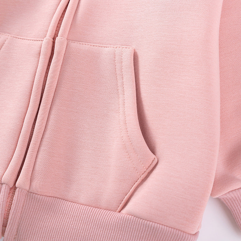 Sweat à capuche rose doublé en polaire pour enfant