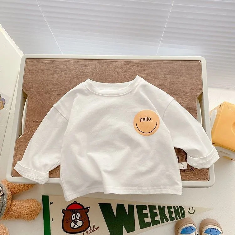 T-shirt manches longues en polaire à imprimé lettres pour enfant