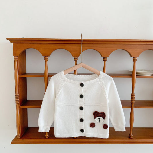 Gilet en maille de coton motif ours pour bébé