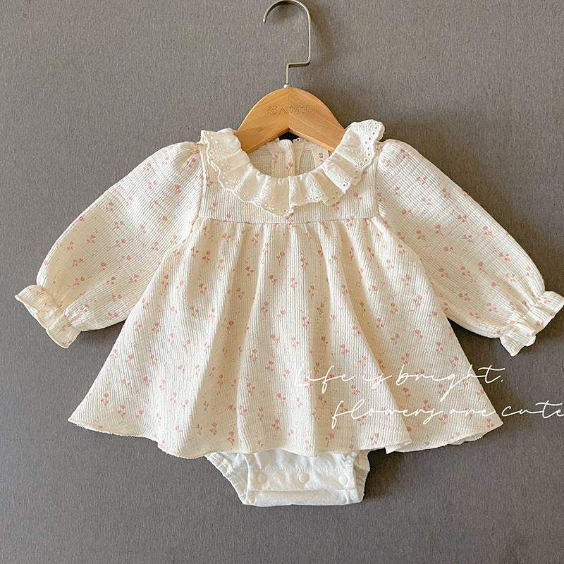 Robe-body fleurie en coton pour bébé fille