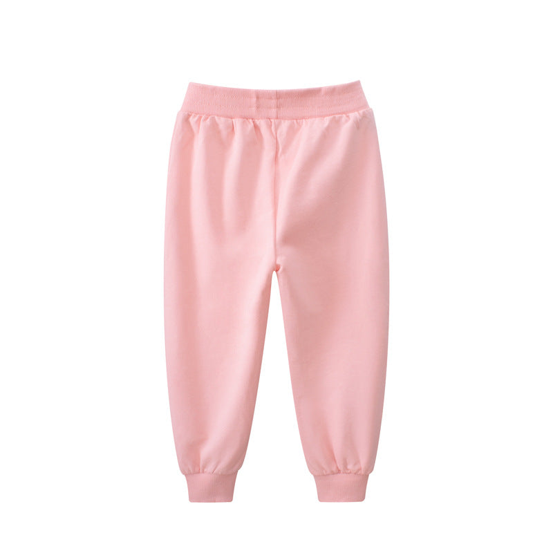 Pantalon de sport rose en coton pour fille