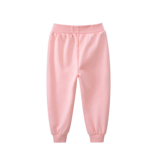 Pantalon de sport rose en coton pour fille