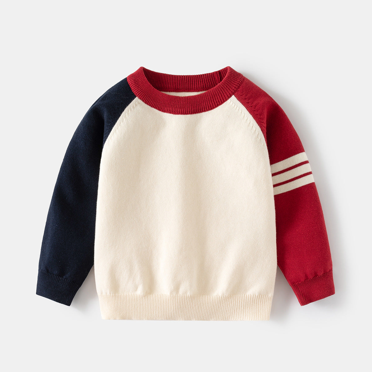 Pull en maille de coton à manches contrastées pour garçon