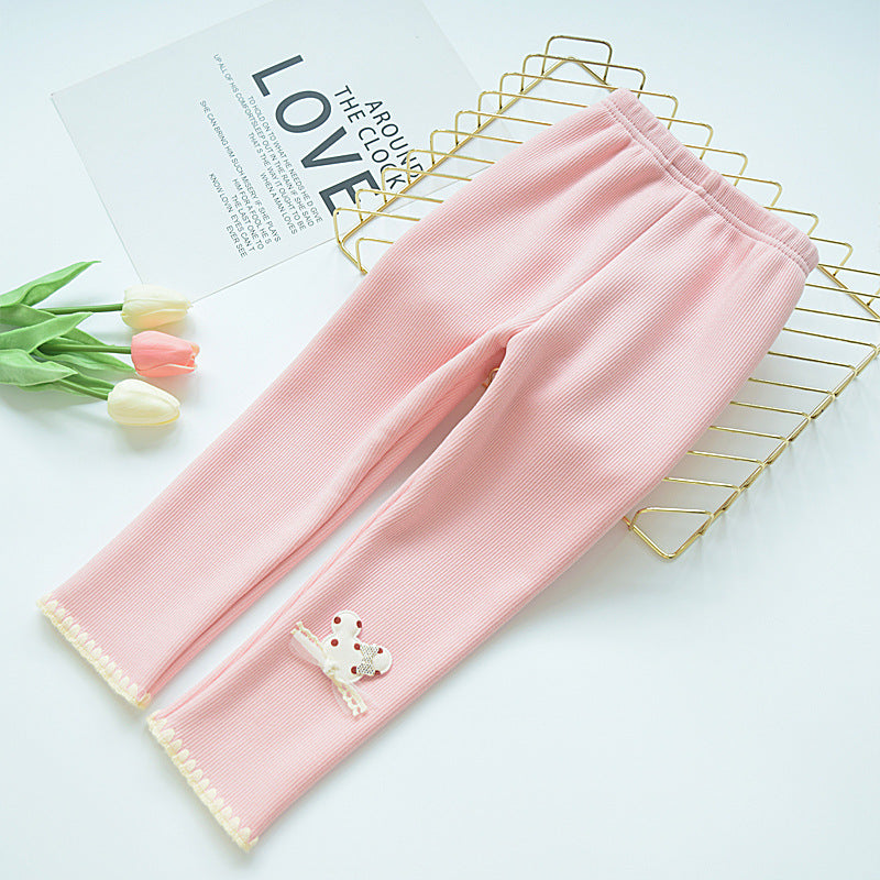 Legging fille épais et doublé en coton