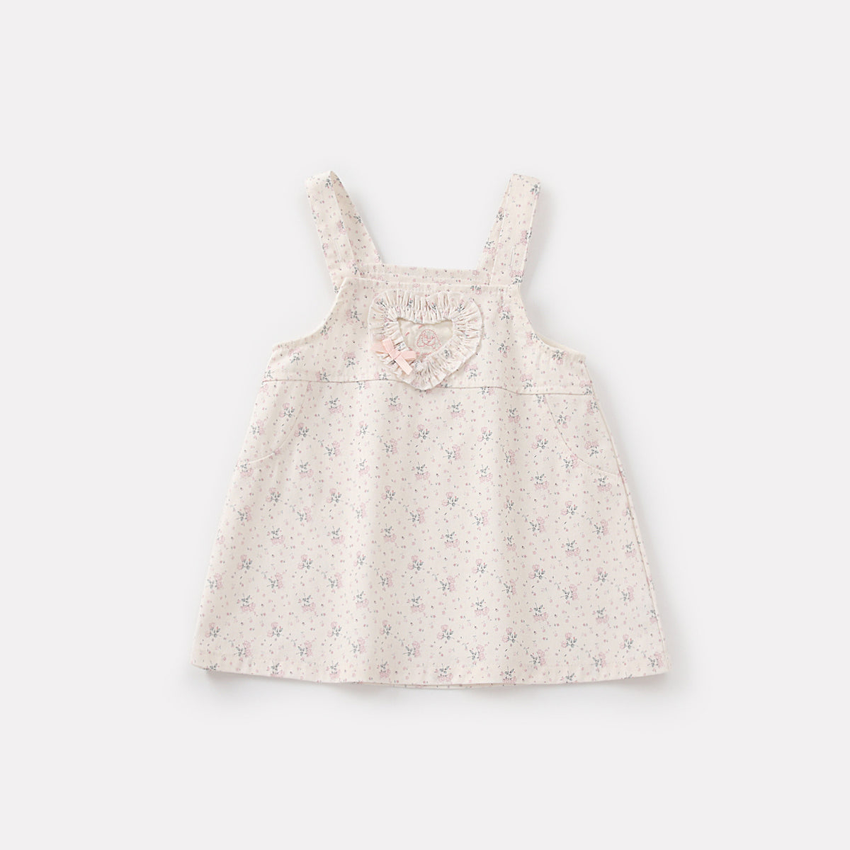 Ensemble robe salopette fleurie et d'une blouse rose pour bébé fille