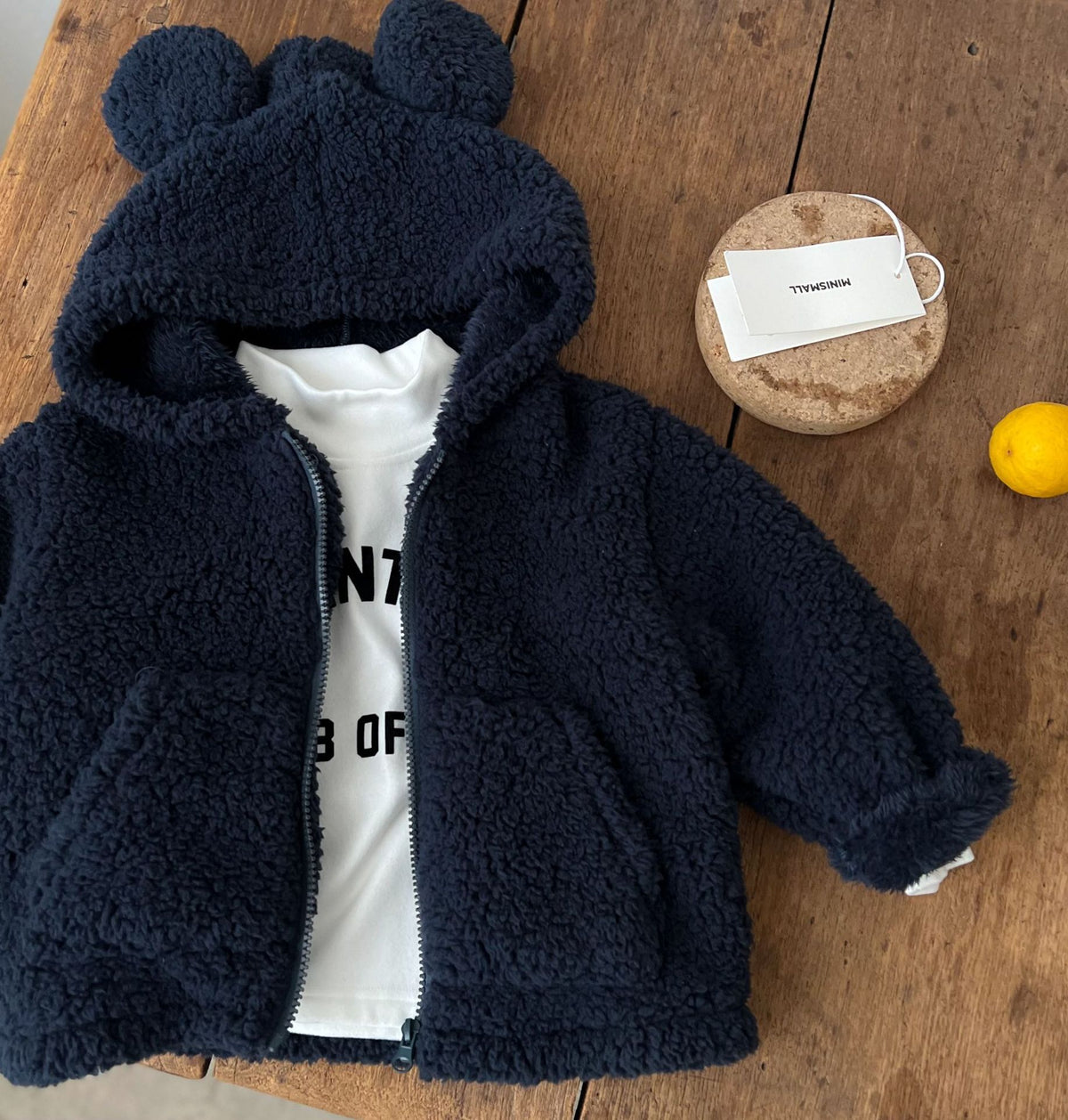 Veste bébé en coton à oreilles et fermeture zippée
