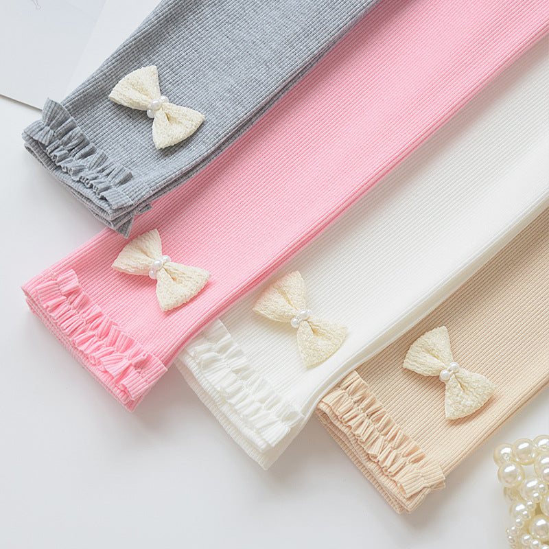 Pantalon en coton à taille élastiquée pour fille
