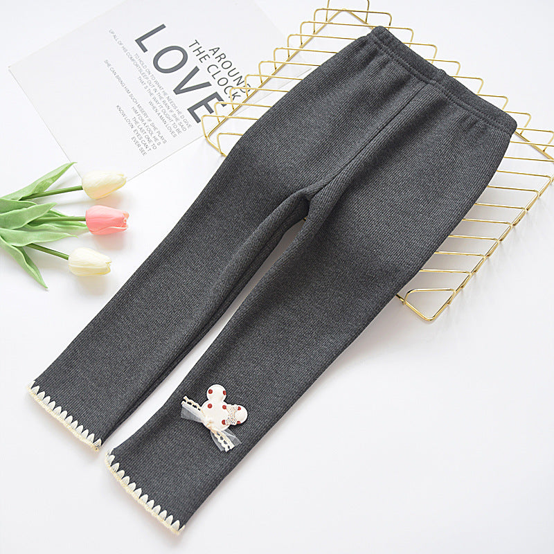 Legging fille épais et doublé en coton