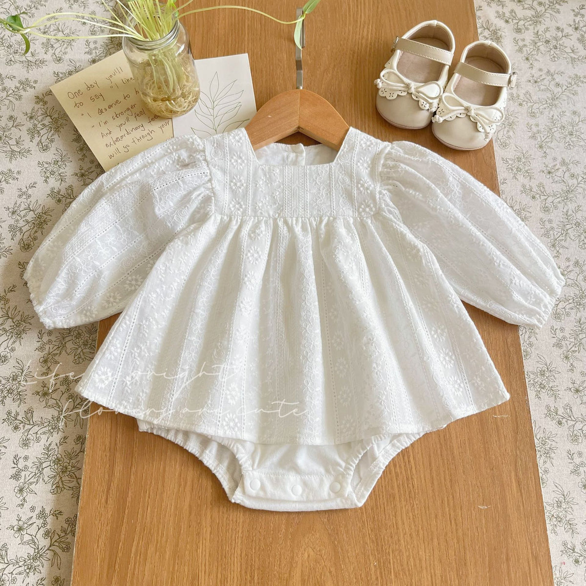 Robe-body en coton à manches longues pour bébé fille