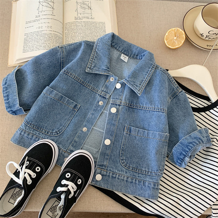 Veste en jean imprimé panda pour bébé et garçon