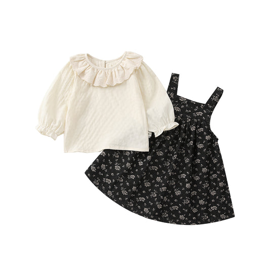 Ensemble robe fleurie et blouse pour bébé fille